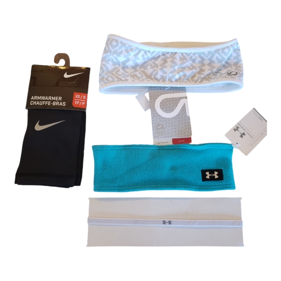 Under Armour Gap Fit Head Bands OS NWT and Nike Arm Warmer XS/S - Picture 1 of 12